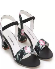 Black Printed Medium Heel For Women
