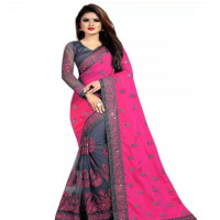 half-and-half-net-pink-mirror-work-saree-with-blouse